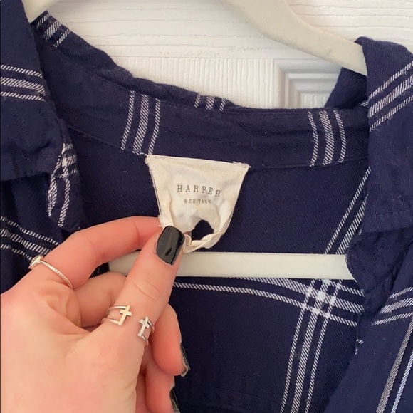 francesca’s Navy Blue Flannel Tie Dress - Picture 2 of 3